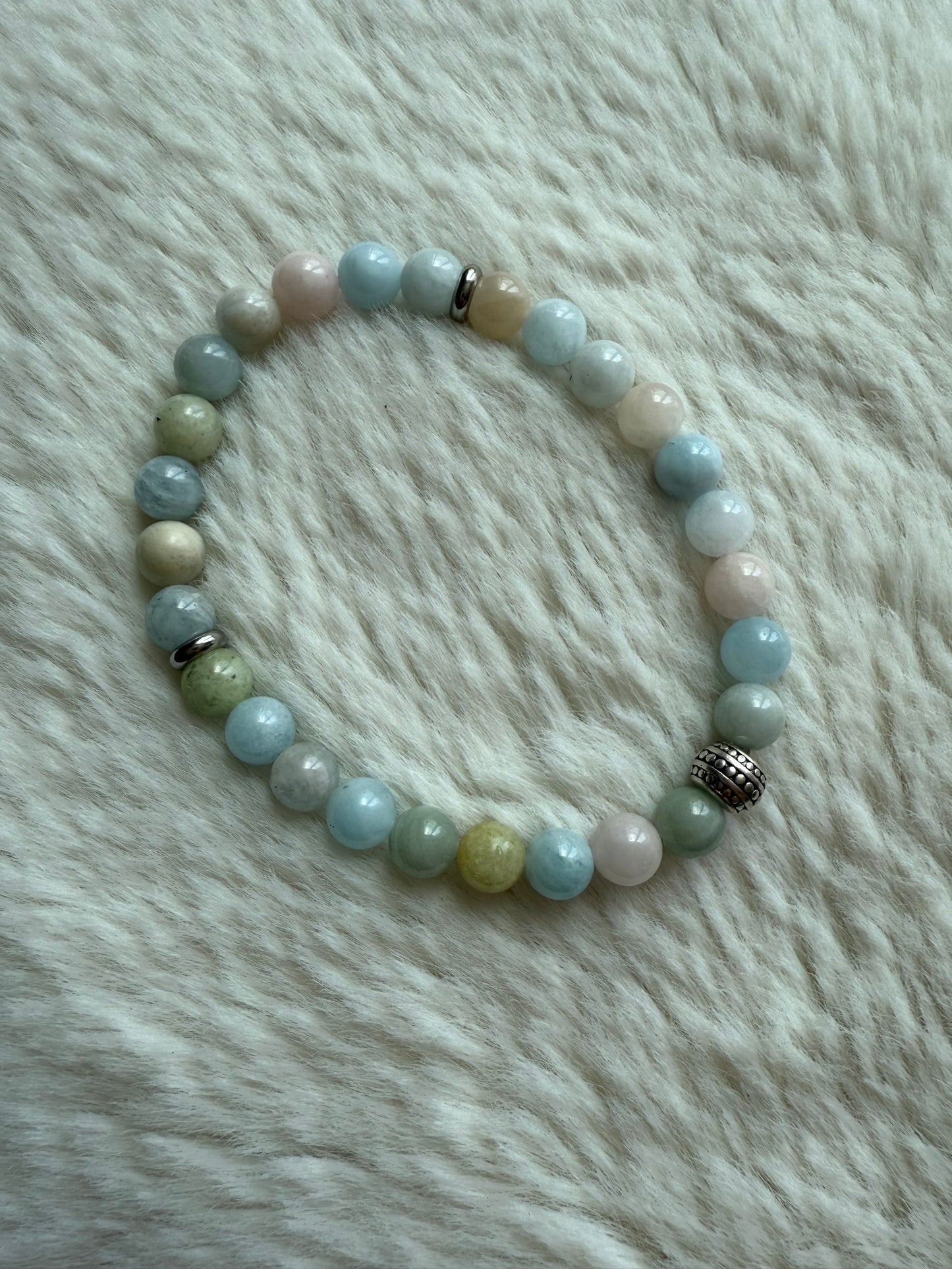 Bracelet pour enfant en morganite, héliodore et Aigue-marine