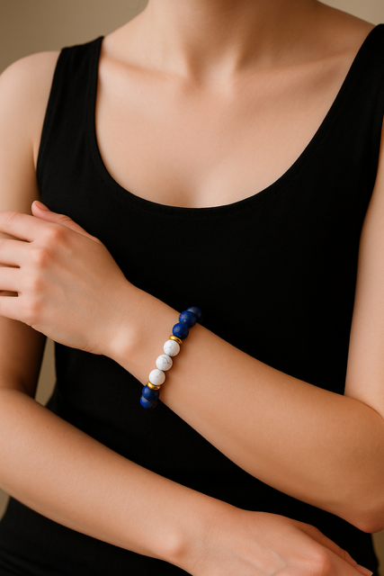 Bracelet en Lapis-lazuli et Howlite