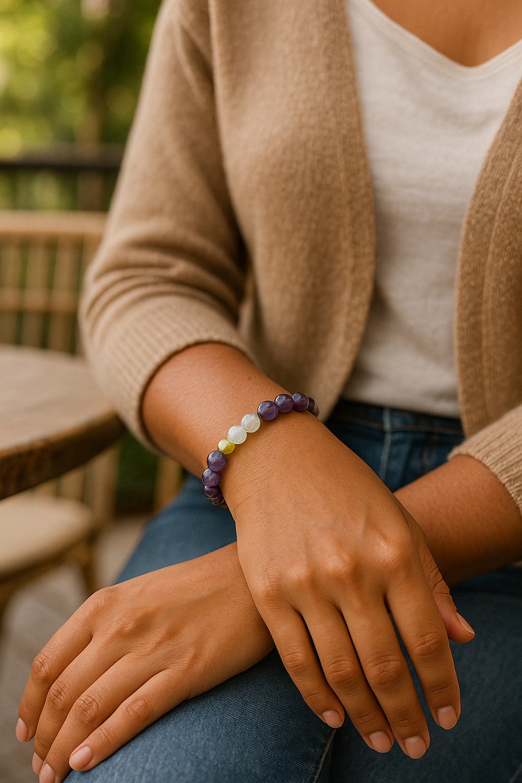 Bracelet en citrine et améthyste