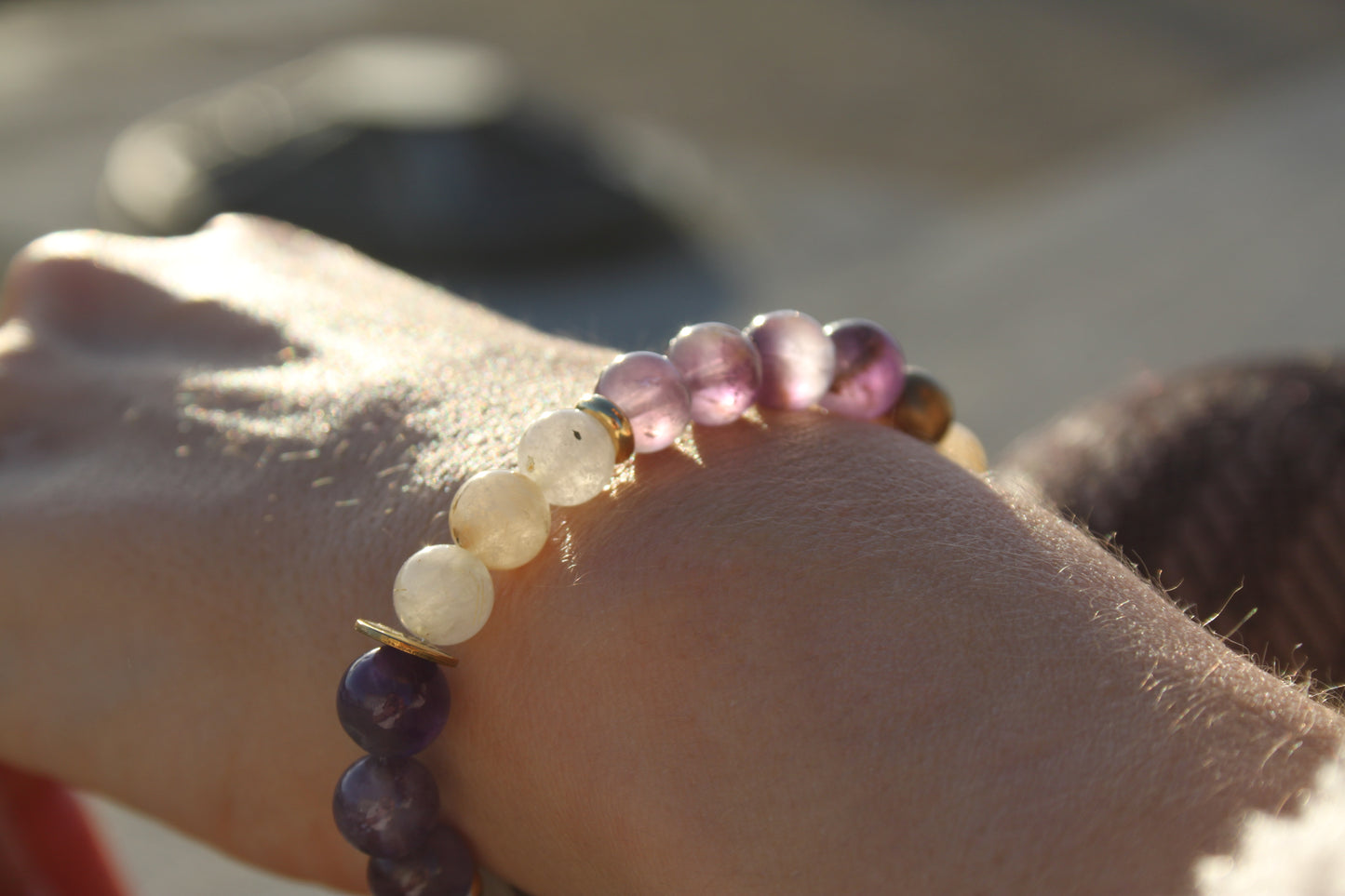 Bracelet en citrine et améthyste