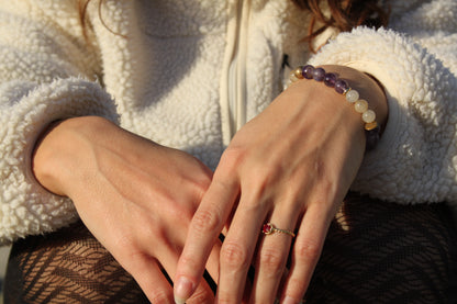 Bracelet en citrine et améthyste