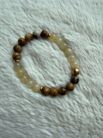 Bracelet jaspe paysage et citrine