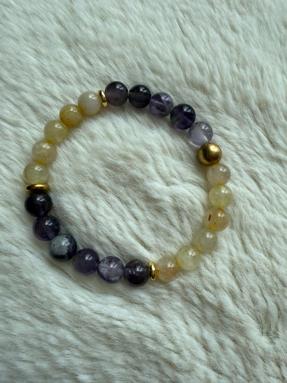 Bracelet en citrine et améthyste