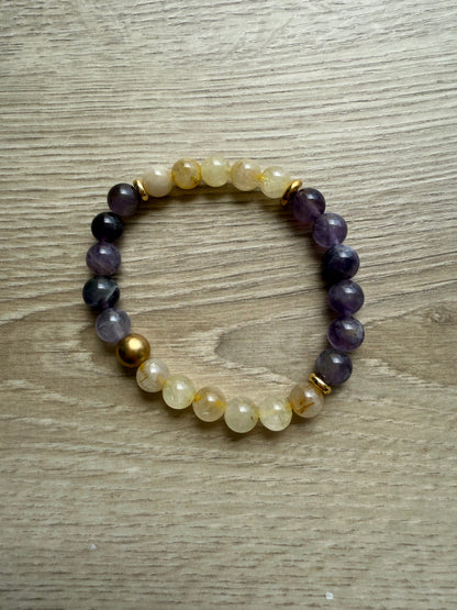 Bracelet en citrine et améthyste