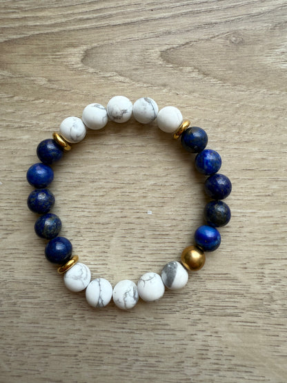 Bracelet en Lapis-lazuli et Howlite