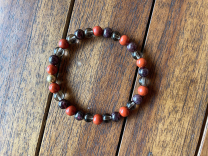 Bracelet en Jaspe Rouge, Grenat et quartz Fumé