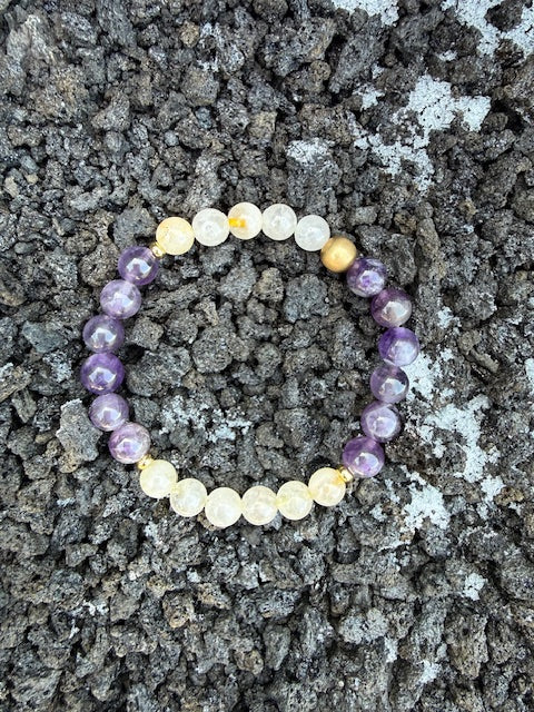 Bracelet en citrine et améthyste