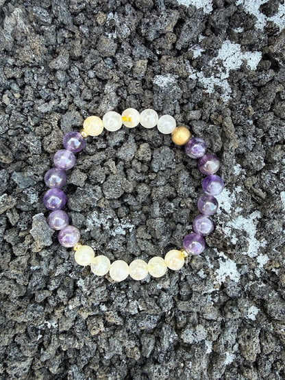 Bracelet en citrine et améthyste