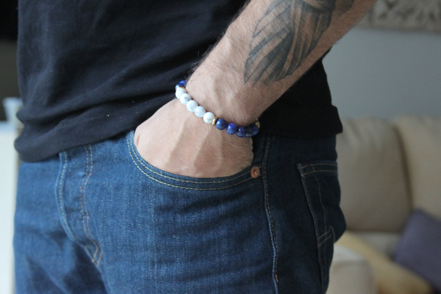 Bracelet en Lapis-lazuli et Howlite
