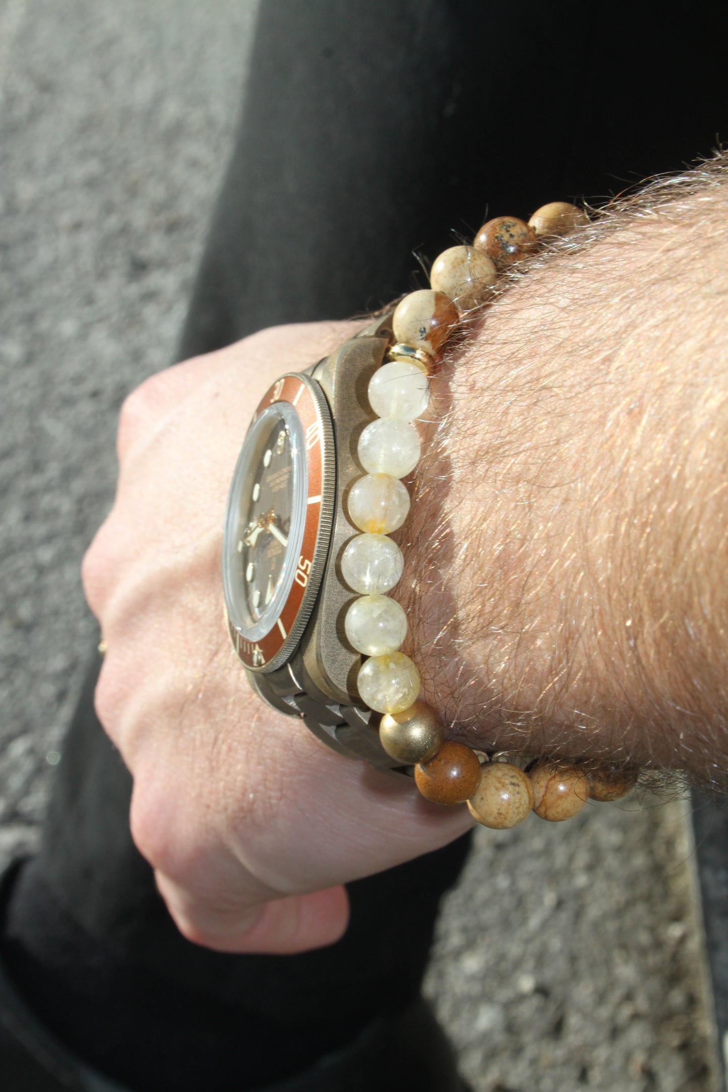 Bracelet jaspe paysage et citrine