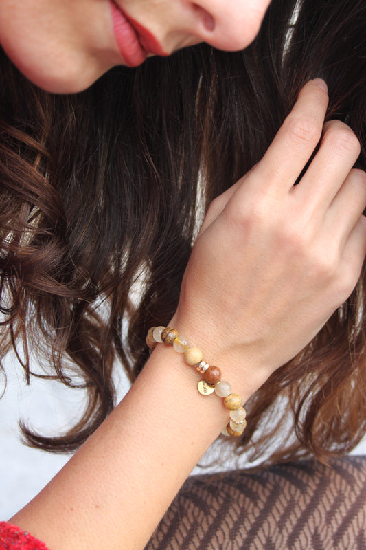 Bracelet jaspe paysage et citrine